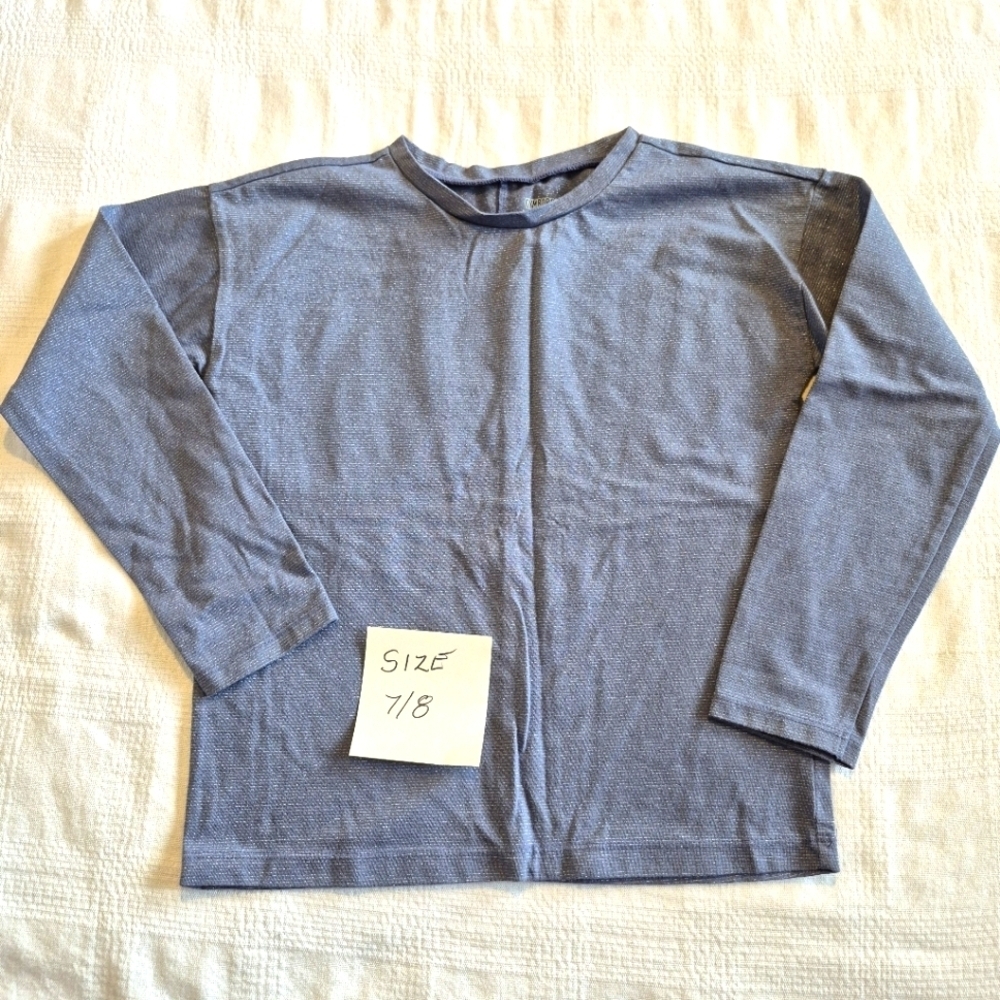 Gymboree girls size 7/8 or Medium gray with silver filament stripe shirt VGUC